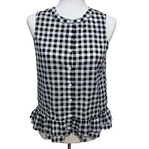 Cece Gingham Button Down Sleeveless Blouse Women XS